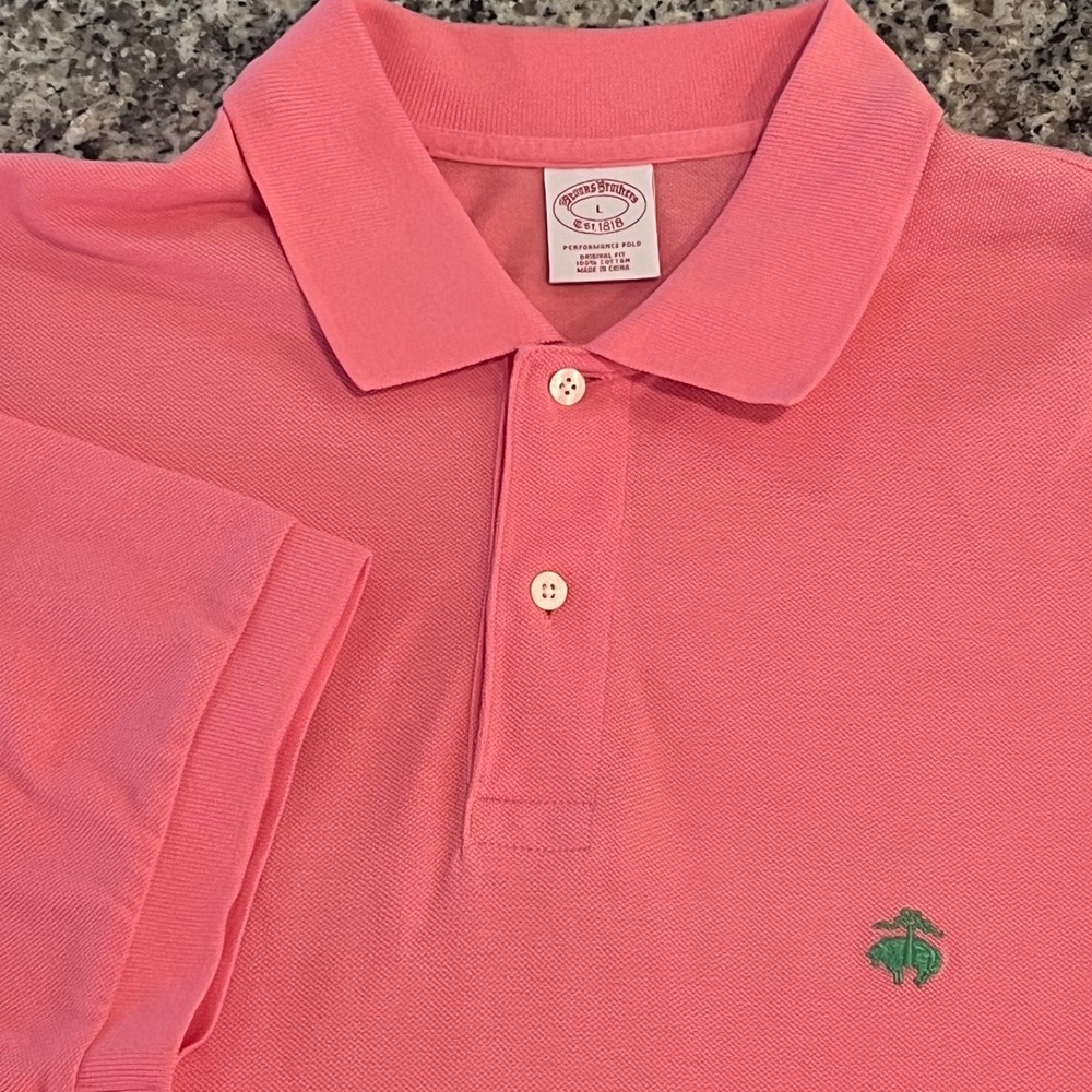 Brooks Brothers Polo Shirts Mens L Lot of 2 Pink Blue 1818 Performance - Picture 3 of 11